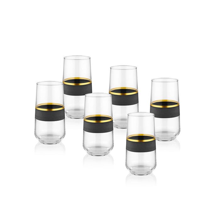 GLOW SU BARDAĞI 6 LI SET SİYAH-GLD - TepeHome (1)