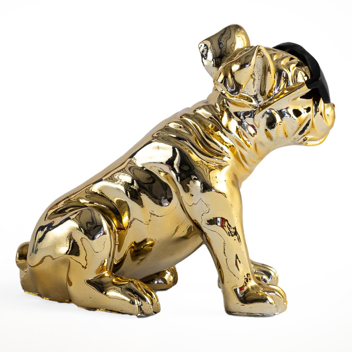 Gözlüklü Buldog Gold Dekoratif Obje - 2