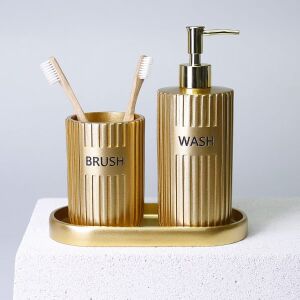 Grooved Banyo Seti Altın - TepeHome (1)