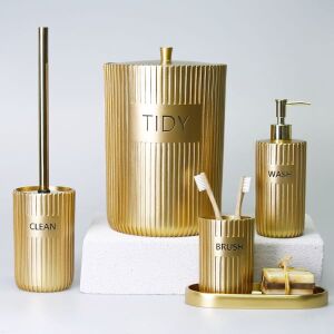 Grooved Banyo Seti Altın - TepeHome