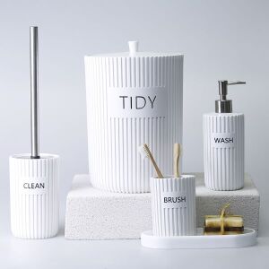Grooved Banyo Seti Beyaz - TepeHome