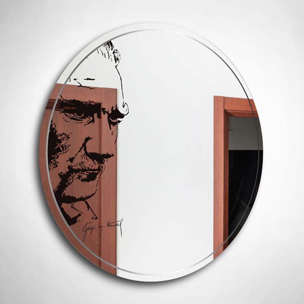 Gümüş Çizgi Atatürk Silüeti İmzalı Ayna - 3