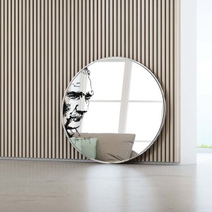 Gümüş Çizgi Atatürk Silüeti İmzalı Ayna - TepeHome