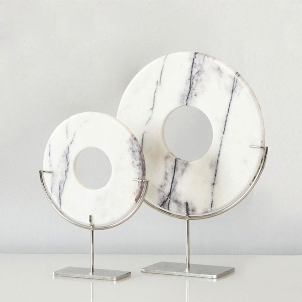 Gümüş Metal Ayaklı Gri Mermer Disk Takım - 1