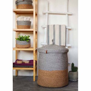 Jutte Çamaşır Sepeti Bambu Gri 50x40 cm - TepeHome (1)