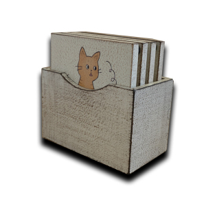 Kedi Bardak Altlığı 4 Lü - TepeHome