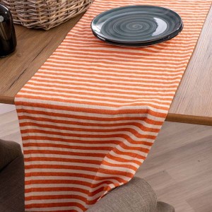 Koral Çizgili Keten 42X150 Cm Runner - TepeHome