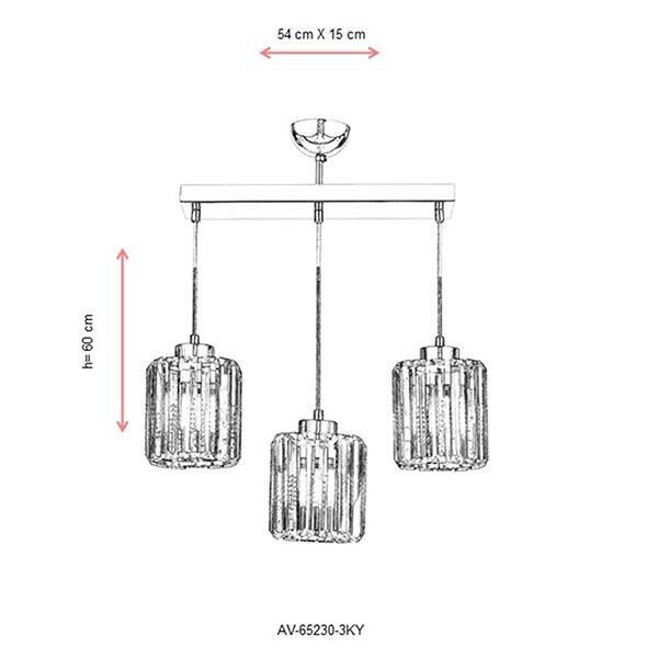 Av-65230-3Ky Krom Modern Avize 54X15 - 2
