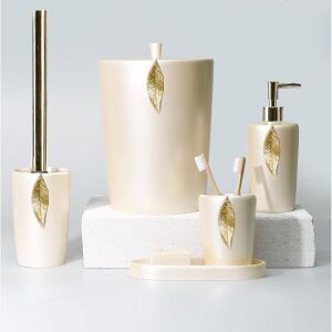 Leaf Banyo Seti İnci Altın - TepeHome