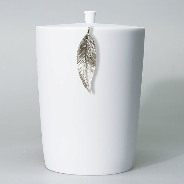 Leaf Çöp Kovası Beyaz Gümüş - 1
