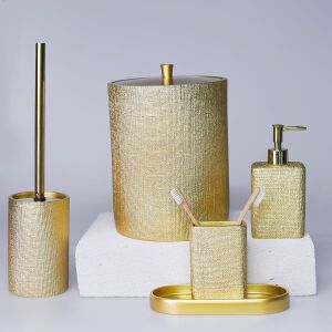 Linen Banyo Seti Altın - TepeHome