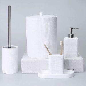 Linen Banyo Seti Beyaz - TepeHome