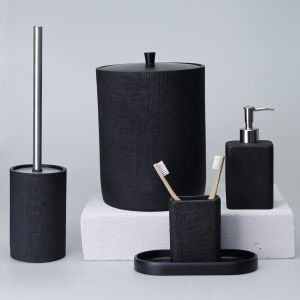 Linen Banyo Seti Siyah - TepeHome