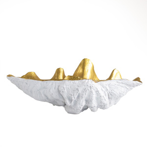 Midye Tabak Küçük Beyaz Gold - TepeHome (1)