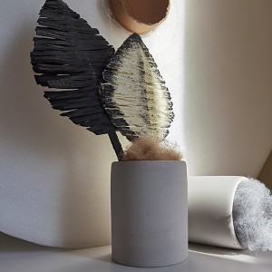 Natural Yapraklı Dekoratif Beton Saksı - TepeHome (1)