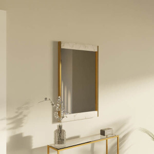 Nebra Beyaz Mermer Dekoratif Ayna - TepeHome