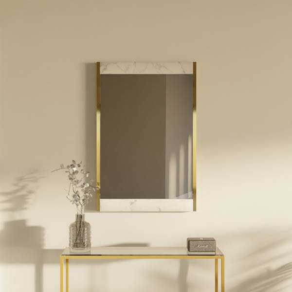 Nebra Beyaz Mermer Dekoratif Ayna - 2