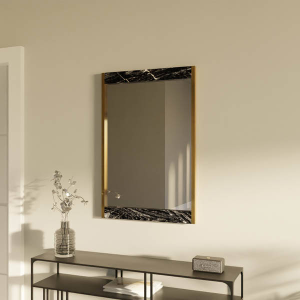 Nebra Siyah Mermer Dekoratif Ayna - 1