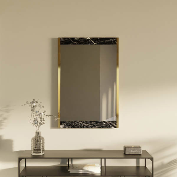 Nebra Siyah Mermer Dekoratif Ayna - 3
