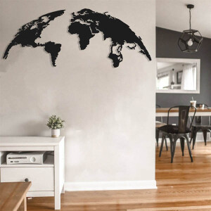 Oval Dünya Haritası Metal Duvar Dekoru - 4