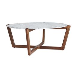 Oval Orta Sehpa Beyaz Mermer - TepeHome (1)
