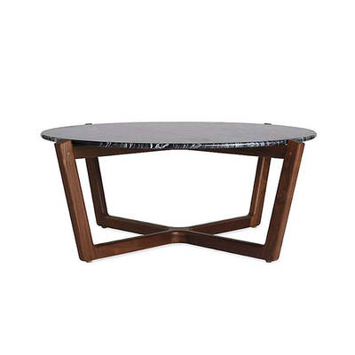 Oval Orta Sehpa Siyah Mermer - 1