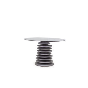 Pebble Masa Metalik Gri-Füme Cam - TepeHome
