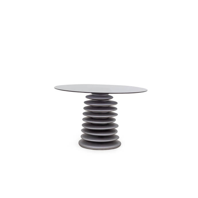 Pebble Masa Metalik Gri-Füme Cam - 1