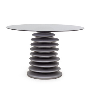Pebble Masa Metalik Gri-Füme Cam - TepeHome