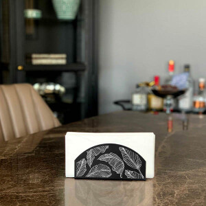 Peçetelik Siyah 16 x 8 Cm - Banana Palm - TepeHome