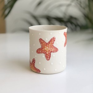 TepeHome - Porselen Bardak Kırmızı Deniz Yıldızı