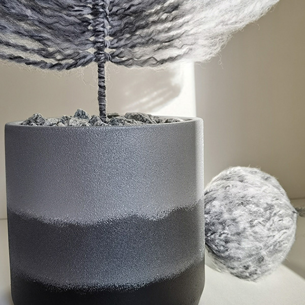 Ribbon Dekoratif Yapraklı Beton Saksı - 3