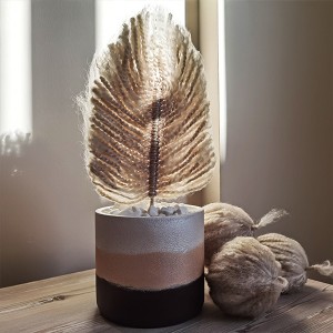 Ribbon Dekoratif Yapraklı Beton Saksı - TepeHome
