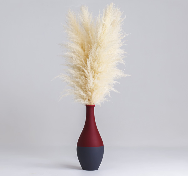 Seramik Vazo Pampas Lacivert Bordo Krem - 2