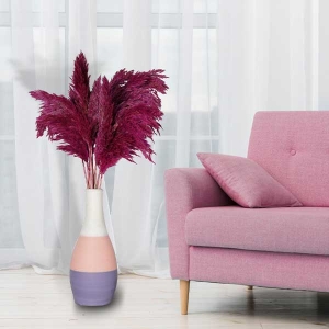 Seramik Vazo Ve 15 Adet Pampas Bordo - TepeHome