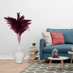 Seramik Vazo Ve 15 Adet Pampas Byz-Bordo - TepeHome
