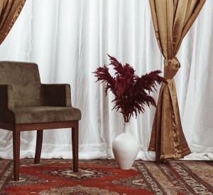 Seramik Vazo Ve 15 Adet Pampas Byz-Bordo - 3