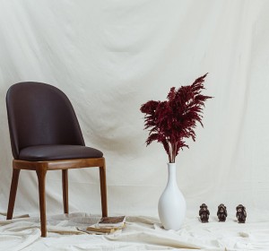 Seramik Vazo ve Pampas Beyaz Bordo - TepeHome