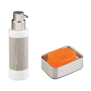 TepeHome - Sıvı Sabunluk Ve Sabunluk 2 Li Set,Gri