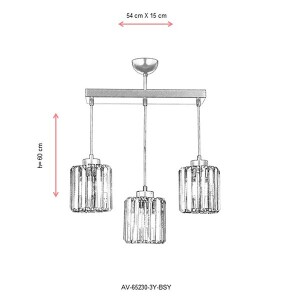 Av-65230-3Y-Bsy Siyah Modern Avize 54X15 - TepeHome (1)