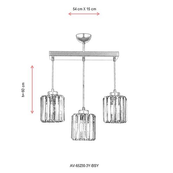 Av-65230-3Y-Bsy Siyah Modern Avize 54X15 - 2