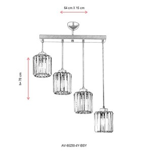 Av-65230-4Y-Bsy Siyah Modern Avize 64X15 - TepeHome (1)