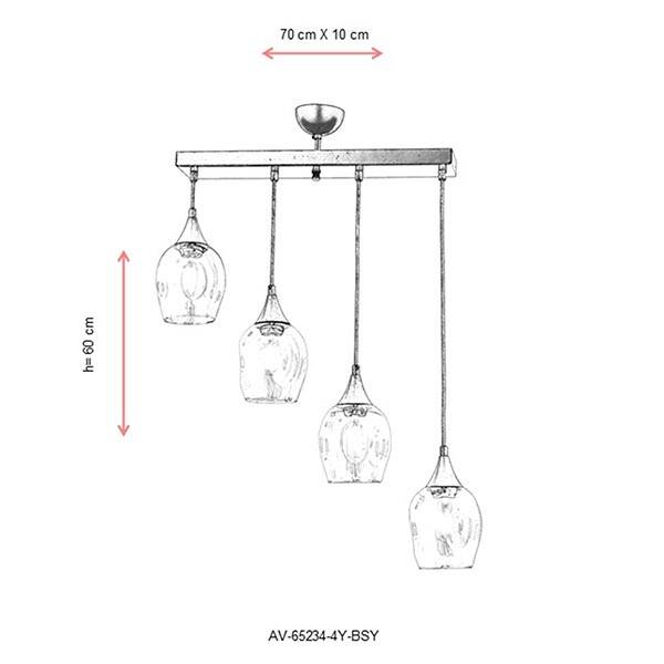Av-65234-4Y-Bsy Siyah Modern Avize 70X10 - 2