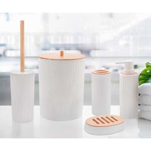 Stripe Bambu Kapaklı Banyo Seti 5Prç Byz - TepeHome (1)