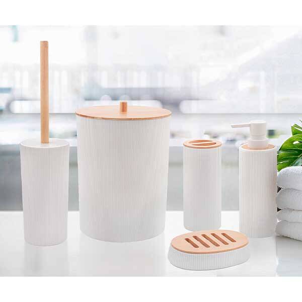 Stripe Bambu Kapaklı Banyo Seti 5Prç Byz - 2