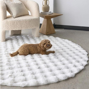 Tavşan Post Halı Yuvarlak Beyaz80x80 - TepeHome (1)