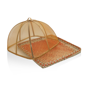 Transparan Bambu Hasır Tepsi 38x38x24 cm - TepeHome