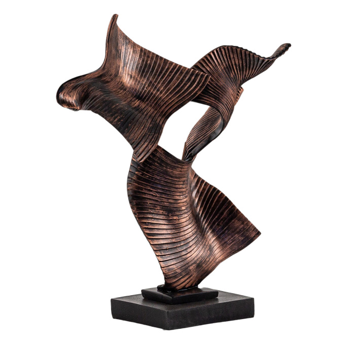 Üçlü Kıvrık Yaprak Bronz Dekoratif Obje - 3
