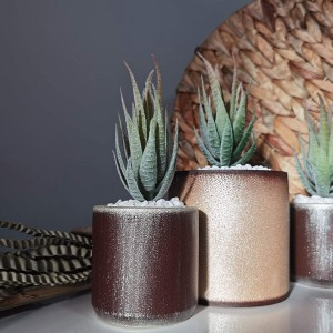 Üçlü Yapay Çiçekli Beton Saksı Seti - TepeHome (1)