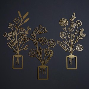 Vazo.Çiçekler 3 Boyutlu Metal Tablo 3lü - TepeHome